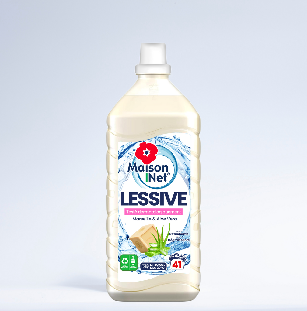 Image de la bouteille de lessive au savon de Marseille et aloe vera Maison net.